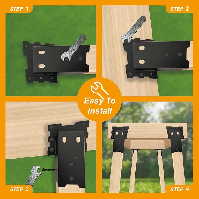 4x4 Outdoor Multi-Use Angle Brackets,Platform Bracket for Hunting Blinds, Shooting Shacks, Outdoor Platforms,Deer Stands,Set of 4 Black