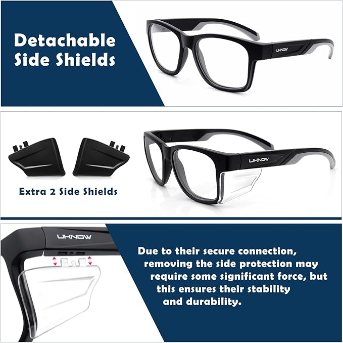 UKNOW Safety Glasses - Anti Fog Lenses - Eye Protection with Side Shields - ANSI Z87.1 Protective Eyewear - UV Protection
