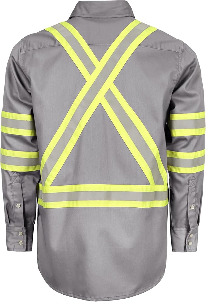 TICOMELA FR Shirts for Men High Visibility/Hi Vis Flame Resistant/Fire Retardant Shirt 6.5oz Men's Welding Shirts
