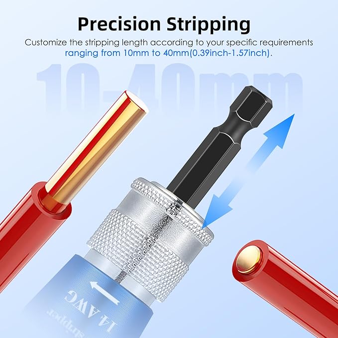 NEWTRY Wire Stripper for Drill US Standard Electric Wire Stripper Twister Tool 8/10/12/14 AWG Professional Electrician Tool Set