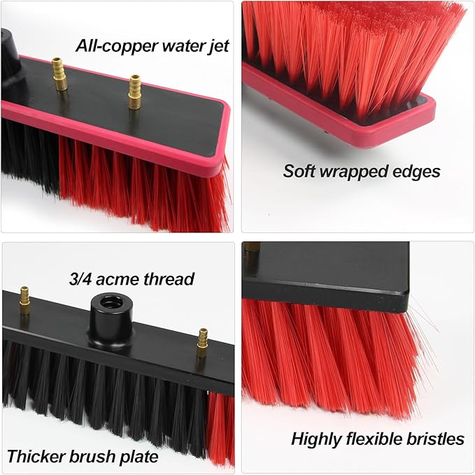 Window Cleaning Brush Head for Solar Panel Washing Water Flow Through（Without Pole） (brush-350)