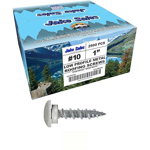 10 x 1 Bone White - Low Profile Star Head Roofing Screws - HI-LO Thread - Metal to Wood - T25 Torx Drive Head - EPDM Washer. 10 X 250 Bags - 2,500 Screws