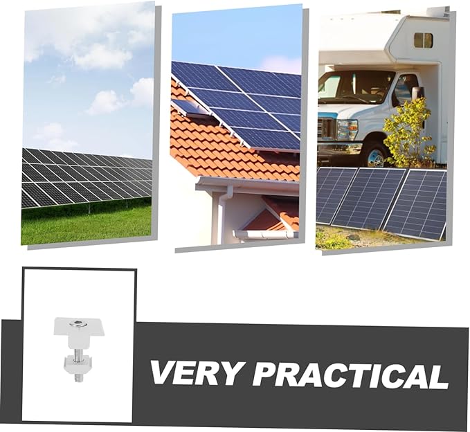4pcs Solar Panel Mounting Brackets Mid Clips for Roof Installation Lightweight Aluminum Support for Rv and Boat Solar Panels High Load Capacity