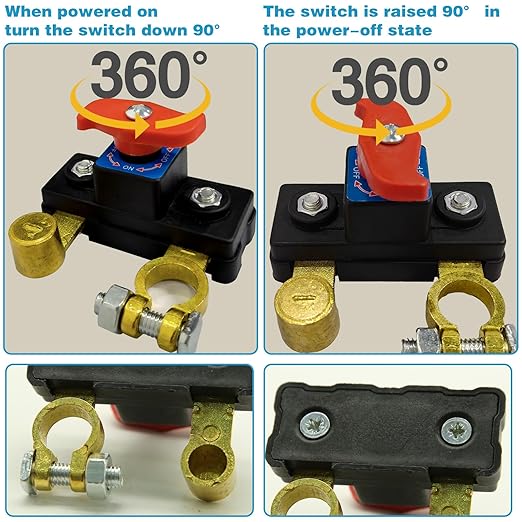 2PCS Car Battery Power Cut-Off Switch Breaker, Stable Transmission High Conductivity Pure Copper Disconnect Switch, Smart Car Battery Disconnect Switch for Boat Rv Car Truck Supplies