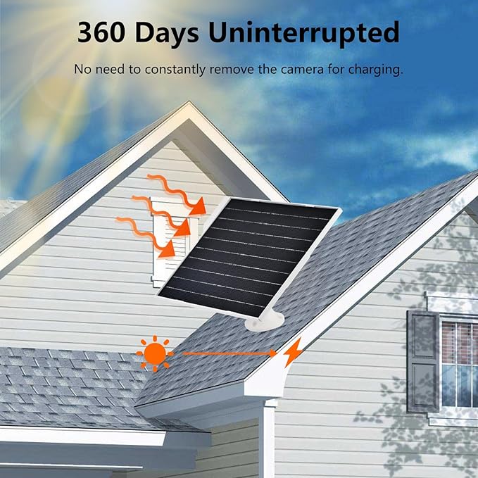 9W Solar Panel for Security Cameras, IP65 Waterproof with 360° Bracket & 9.8FT Cable, 5V Solar Power for Rechargeable Battery Cameras (USB-C/Micro USB)