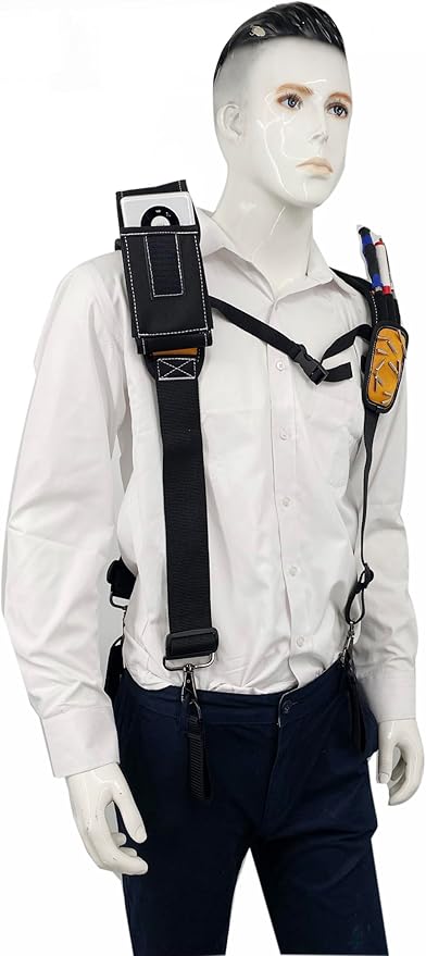 Tool Belt Suspenders for Work Belt Heavy Duty Padded with Magnetic WristBand Attachment Loops for Men