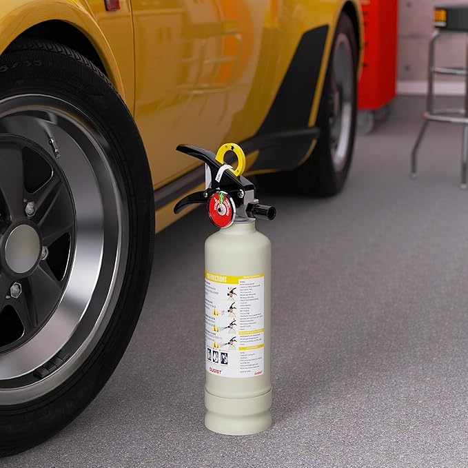 Ougist ABC Dry Powder Fire Extinguisher, 2.5lb – 1-A:10-B：C Rated for Home, Office & Vehicle, Quick Release, Easy-Grip Handle, Ideal for Electrical & Grease Fires, Car Extinguisher, Model FF1KG