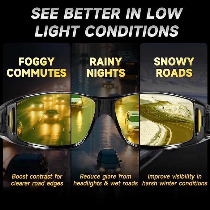 Night Driving Glasses Night Vision Glasses Fit Over Glasses Polarized Anti-Glare UV400 Gift for Men Women