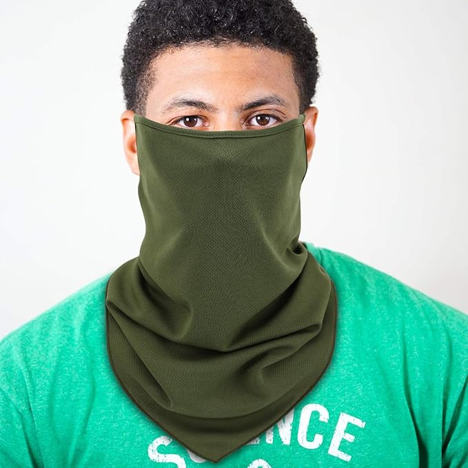 MoKo Scarf Mask Bandana with Ear Loops 3 Pack, Neck Gaiter Balaclava Dust UV Sun Protection Outdoors Face Mask for Women Men