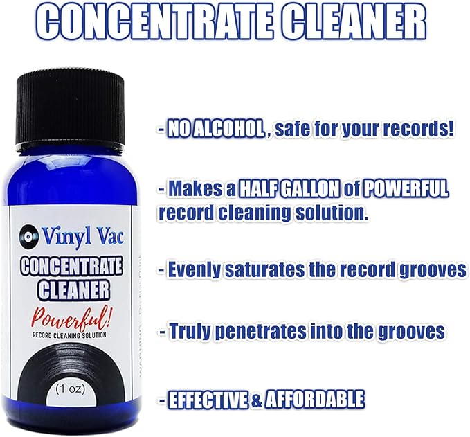 Concentrate Cleaner (1oz) w/NO ALCOHOL - SAFE FOR YOUR RECORDS Makes a Half Gallon (64 oz) of Record Cleaning Solution (Part of The Record Cleaning Kit) (1oz)