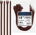 XINGO 18 inch Brown Zip Ties Heavy Duty (100 Pack), Black, 60lb Tensile Strength, UV Resistant Cable Ties for indoor and outdoor use