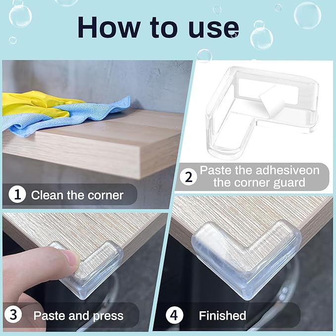 12 Pack Table Protectors, Corner Protector for Baby, Clear Furniture Corner Guards & Edge Safety Bumpers Cushion to Cover Sharp Furniture & Table Edges (23 Count (Pack of 1))