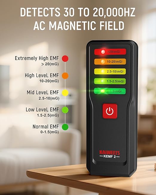 KAIWEETS Magnetic Field EMF Meter, Ghost Hunting Detector, Handheld Electromagnetic Paranormal Investigation Equipment with 5 Level LED Lights, EMF Reader for Home, Office, Outdoor Inspection