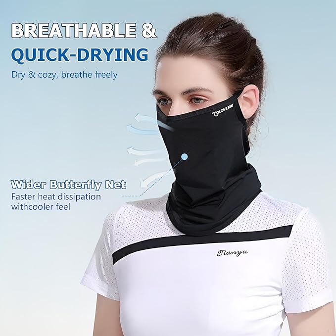 UPF 50+ Face Mask for Women & Men - Ice Silk Cooling Full Face Cover, Breathable Sun Protection Neck Gaiter