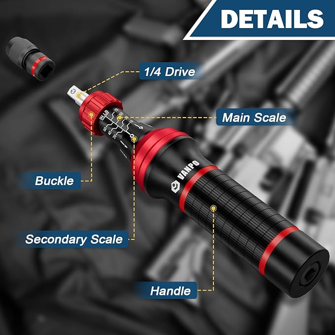 VANPO Torque Screwdriver, 64 Pcs 10-70 Inch Pound Torque Screwdriver Set with T-Bar & S2 Bits, Accurate 1/4" Small Torque Wrench Screwdriver for Bike, Scope Mounting & Device Assembly