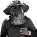 Solar Fan Hat, Wide Brim Solar Fan Outdoor Fishing Hat with Removable Neck Flap and Face Cover for Fishing, Hiking, Camping Grey