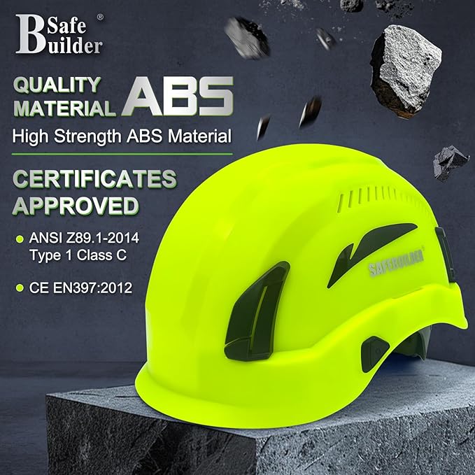 Safety Helmet Hard Hats Construction Head Protection 6-Point Suspension Lightweight Work Outdoor,Industrial ANSI Approved