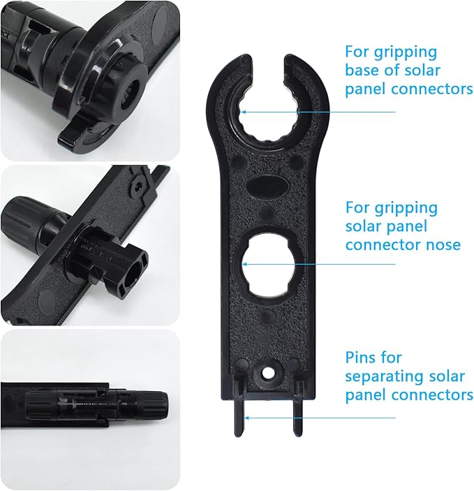 Heavy Duty Solar Cable Crimping Tool Kit, 6 Pairs Solar Panel Connectors, 1Pcs Solar Cable Crimper,1Pcs straight and Cross Spanner Wrenches, Solar Wire Crimping Tool for PV Cable Installation