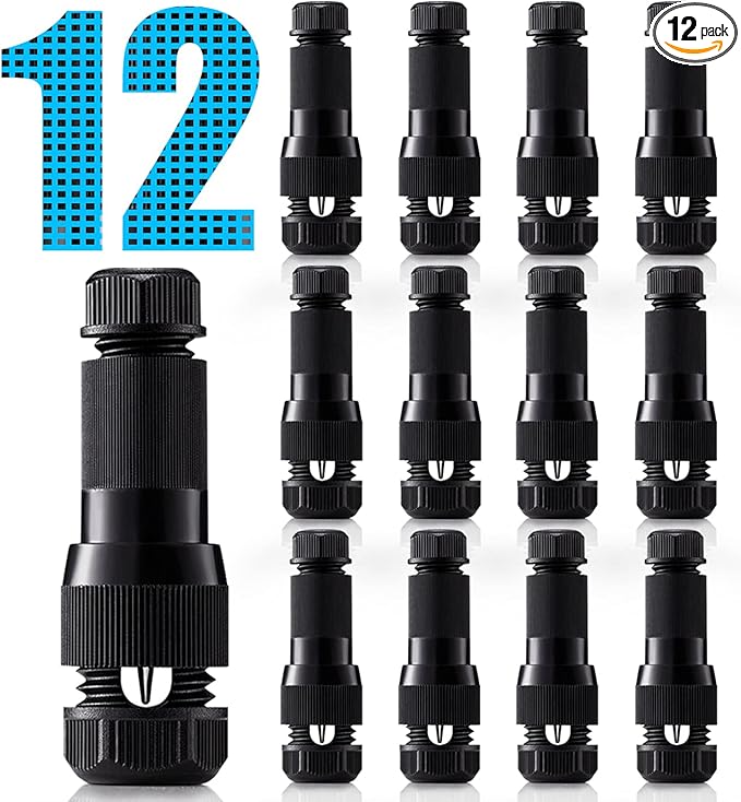 SUNVIE Low Voltage Wire Connectors Fastlock Landscape Lights 12-14 Gauge Cable Connectors for Landscape Lighting Path Lights Working with Malibu Paradise Moonrays and Other Outdoor Lighting (12 Pack)