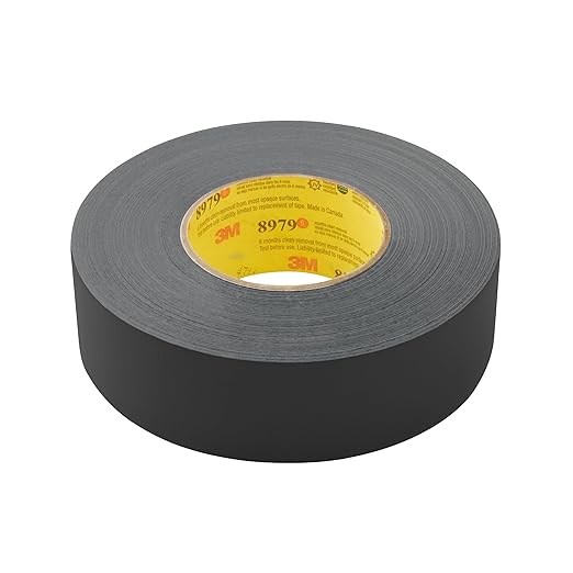 3M Performance Plus 8979 Duct Tape Heavy Duty, Black, 72 mm x 54.8 m, 12.1 mil, 6 Month Clean Removal, Resists UV and Weather for up to 12 Months, Tears Cleanly, Curl-Resistant, 12 Rolls