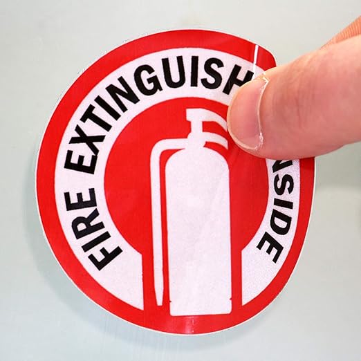 SmartSign Fire Extinguisher Inside Stickers | 2.75" x 2.75" Engineer Grade Reflective Labels with Aggressive Adhesive, Pack of 6