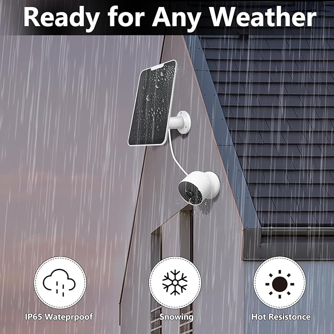 6w Premium Solar Panel Charger Compatible with Google Nest Cam Outdoor or Indoor (Battery Version), with 13.1Ft/4m Fast Charging Cable, IP65 Weatherproof and Adjustable Mount (2 Pack)