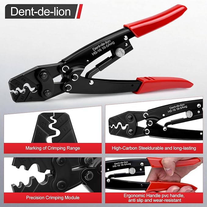 Crimping Pliers Crimping Tool for 50 Amps 600V Connector Cutting Wire Terminal HS-16 1.25-16mm²,Clamp Terminal Cable Lugs Cutter Crimping Pliers Crimping 16-5AWG