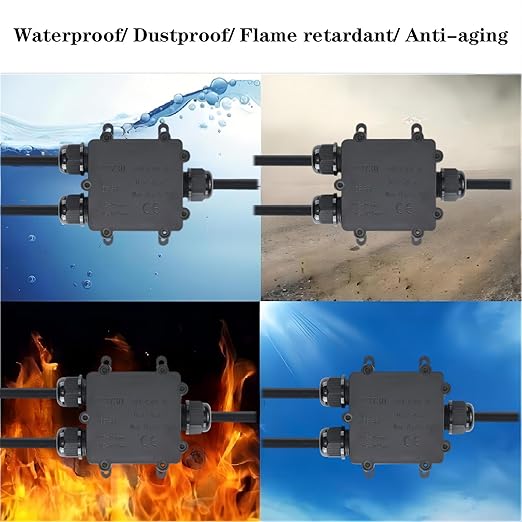 Waterproof IP68 Outdoor Junction Box - 3-Way Y-Shaped, 4-15mm Wire Range, Open Splice Underground Box - 1Pack