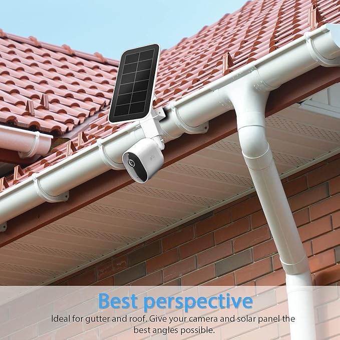 Adjustable 2 in 1 Security Camera and Solar Panel Gutter Mount Compatible with Wyze/Reolink/Arlo Solar Panel for Maximum Sunlight