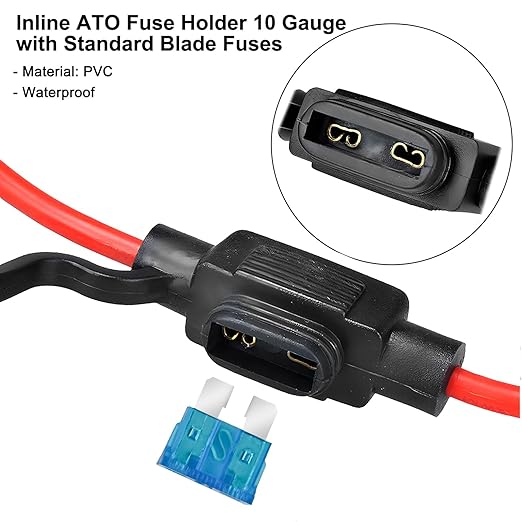 MuHize 12V Mini Fuse Holder - 120 Pcs Multi-Size Blade Fuses (2A 3A 5A 7.5A 10A 15A 20A 25A 30A 35A) & 10pcs 14AWG Holders, for Car Audio/RV Protection