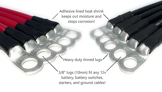 End Game 4 Gauge Marine Grade Battery Cables, USCG and ABYC Approved, 1-15ft Lengths, Heavy Duty Tinned Lugs, Fully Assembled and Made in The USA