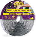 ATack Black Butyl Seal Tape 1/8-Inch x 3/4-Inch x 30-Foot Leak Proof Putty Tape for RV Repair, Window, Boat Sealing, Glass and EDPM Rubber Roof Patching