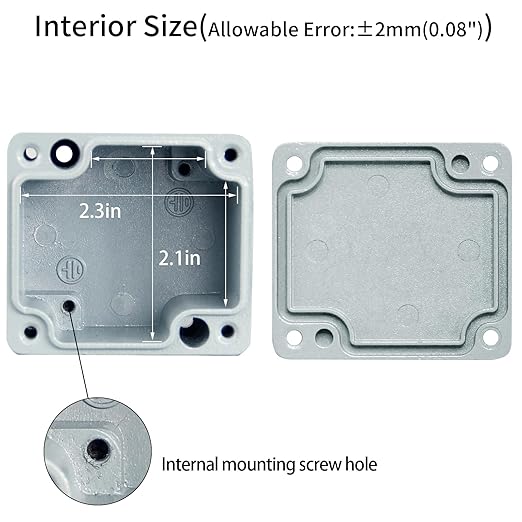 Outdoor Aluminum Enclosure Project Box Waterproof Electrical Box Gray 2.5"x2.3"x1.4"
