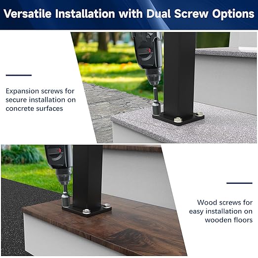 Egadis 2.56 in. x 2.56 in. x 39 in. Porch and Deck Railing Post with Screws, Aluminum Railing Post, Textured Outdoor AAMA 2604 Powder-Coat Finish Stair Post for Decks, Porches & Balconies (1 Post)