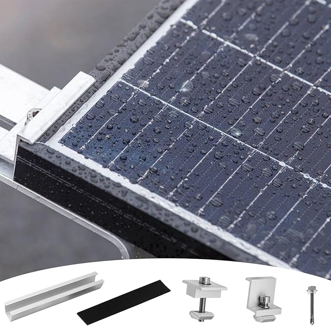 Solar Panel Bracket Kit, 6 Pcs Aluminium Mounting Rail 120mm, Solar Panel Mount 30mm/35mm, Z-Bracket Set, Center Clamps, Solar Mounting Rail Connector for Metal Roof, Tin Roof, Flat Roof, Sheet Roof