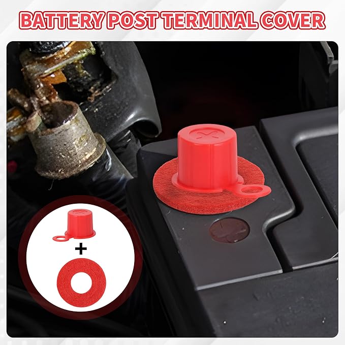 Battery Terminal Covers 6PCS Car Battery Top Post Cap with Shim Vehicle Battery Terminal Insulator Protector for Automotive, RV and Boat