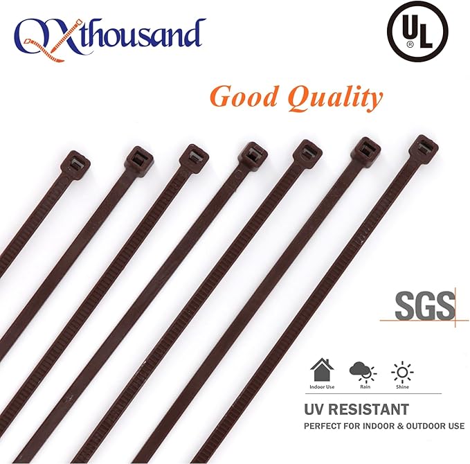 10 Inch Dark Brown Zip Ties Outdoor Use-Pack of 100, Self Locking Plastic Cable Ties for Fence, Small DIY Tie, Cable Management Outside Garden Trellis Tightening Tool, Cord Strap Halloween Decorations