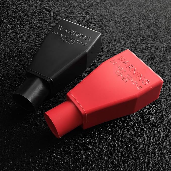 MGI SpeedWare Top Post Car Battery Terminal Boot Covers, Made in The USA, Red + Black Pair (2/0 AWG)