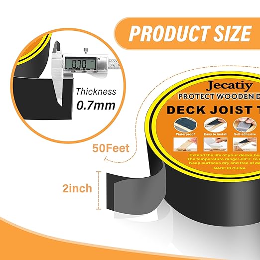 Joist Tape for Decking - 2''50', 2 Rolls Weather Resistant Deck Seal