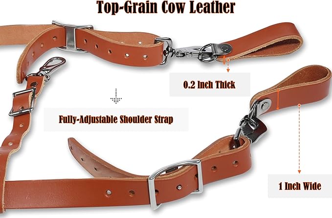 WELKINLAND Top-Grain Tool Belt Suspenders for Men, Heavy-Duty Tool Belt Suspenders, Construction Comfy Padded Tool Belts Suspender