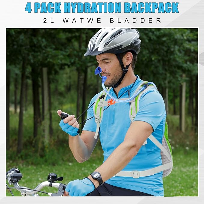 4 Pack Hydration Backpack with 2L Water Bladder Lightweight Hydration Backpack Pack for Men Women Hiking Cycling Camping Running Climbing