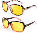 FEISEDY Classic Womens Night Glasses Driving Anti Glare Wrap Around Yellow Sunglasses B2548
