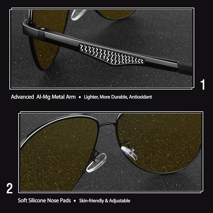 GQUEEN Classic Military Style Pilot Polarized Sunglasses Spring Hinges Al-Mg for mens womens MOS1