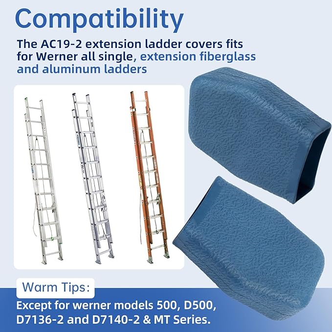 AC19-2 Extension Ladder Covers Ladder Rubber End Cap Compatible with Werner All Single and Fiberglass & Aluminum Ladders Except 500,D500,D7136-2,D7140-2&MT Series,Extension Ladder Parts,4 Packs