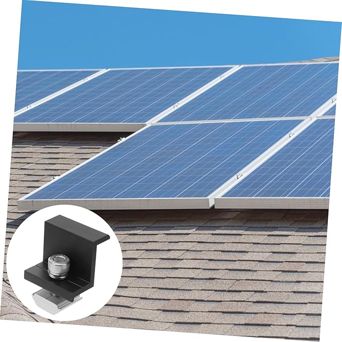 GALPADA 4pcs Solar Panel Brackets Aluminum Alloy Photovoltaic Bracket Pressing Block Easy Install Solar Mounting Kit for Ground Roof