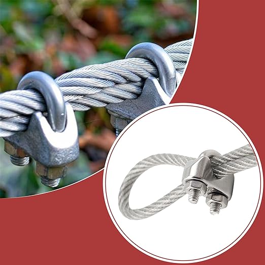 Luomorgo 20PCS M4 3/16" Wire Rope Cable Clip Clamp 304 Stainless Steel Saddle Clamp Cable