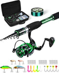 Ghosthorn Fishing Rod and Reel Combo Graphite Telescoping Fishing Pole Portable Travel Kit with Carrier Bag for Freshwater Saltwater