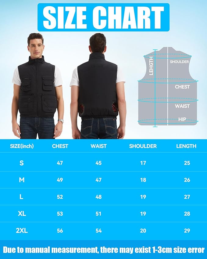 Cooling Vest Jacket with 2 Fans - Men and Women 21V Air Conditioner Vests, With 20000mAh Battery