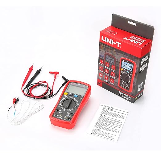 UNI-T Multimeter Kit UT890C True RMS 6000Counts Volt Meter Ohmmeter, Ac Dc Voltage Current Amp Capacitance Meter Temperature hFE Diode Continuity Test NCV for Automotive HVAC