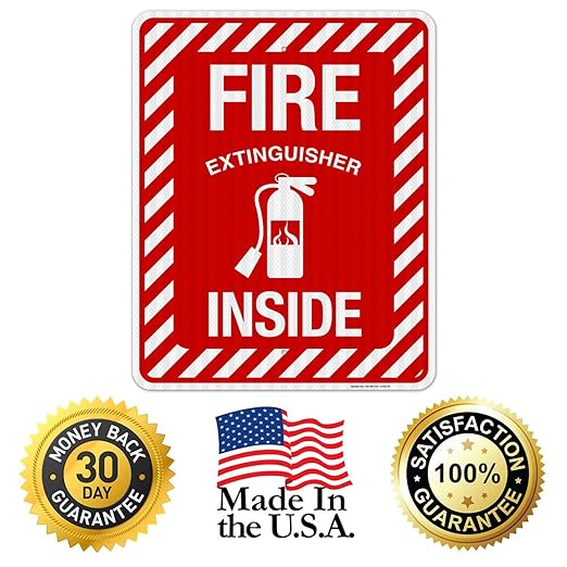 Fire Extinguisher Inside Sign, Fire Safety Sign, 24x30 Inches, 3M EGP Reflective .080 Aluminum, Fade Resistant, Indoor/Outdoor Use, Made in USA